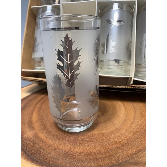 Vintage Libbey Silver Foliage 8-Piece Cooler Glass Set 15 Oz 1950s - Picture 5 of 11